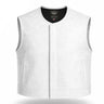 Main view of Legendary perforated white perforated leather motorcycle vest, with brand detailing visible
