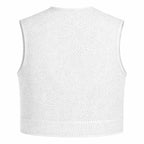 Detail view of Legendary perforated white perforated leather motorcycle vest, with hardware and stitching visible