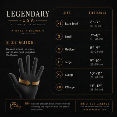 Glove size guide for Gators Skin Insulating Glove Liners — measure around the widest part of your hand to find your size