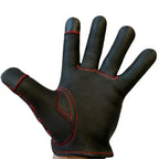 Back view of Legendary short wrist red deerskin gloves, highlighting construction detail