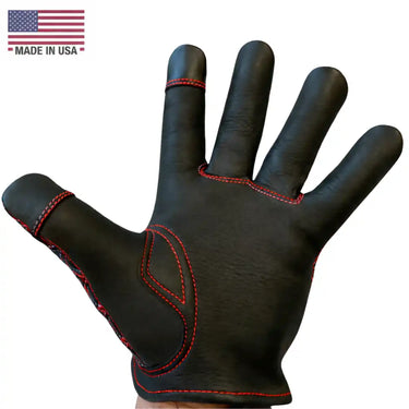 Legendary Red Double-Diamond Stitched Deerskin Short Wrist Touchscreen Gloves