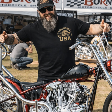 Legendary USA Metallic Gold Eagle Motorcycle T-Shirt