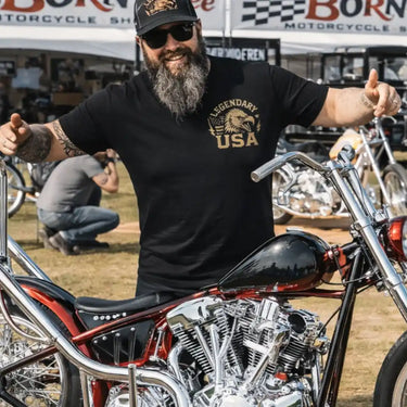 Legendary USA Metallic Gold Eagle Motorcycle T-Shirt