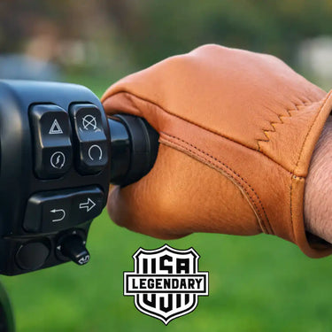 Legendary Tan Deerskin Leather Short Wrist Motorcycle Gloves