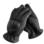 Front view showing Legendary perforated deerskin gloves, displayed flat for product detail