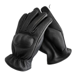 Front view showing Legendary perforated deerskin gloves, displayed flat for product detail