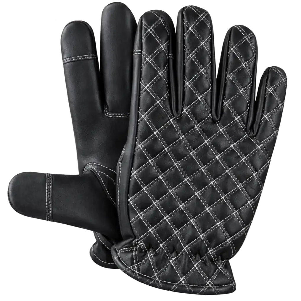 Side angle of Legendary short wrist deerskin gloves, highlighting back construction