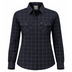 Legendary No Life series women’s black and white flannel shirt front view on white background
