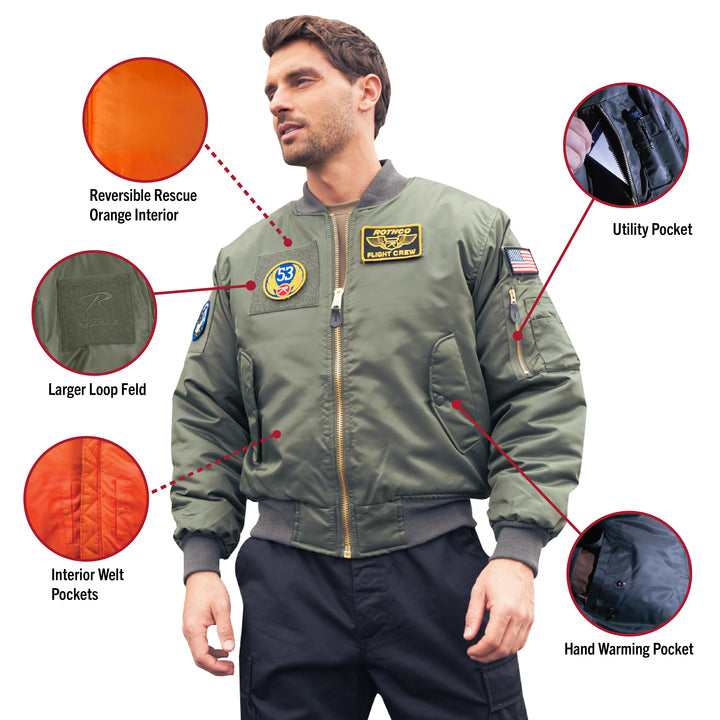 Rothco Mens MA-1 Flight Jacket with Patches