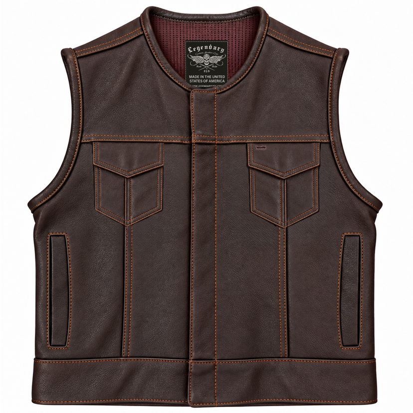 Legendary LowLife Leather Cropped Club Vest - Dark Chocolate