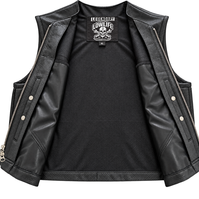 LowLife ‘2Fer1’ Cropped Perforated Leather Vest