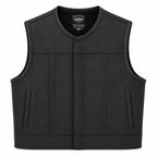 Legendary LowLife NCP Perforated Leather Club Vest in black cowhide made in USA, a motorcycle vest