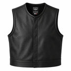 Legendary LowLife NOP Perforated Leather Club Vest in black cowhide made in USA, a motorcycle vest