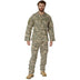 Front-facing view of Mens Camo Combat Uniform Shirt by Rothco, shown on plain studio background