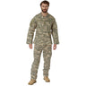 Front-facing view of Mens Camo Combat Uniform Shirt by Rothco, shown on plain studio background