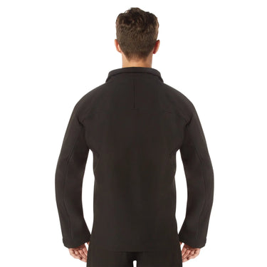 Construction detail of Rothco concealed carry softshell jacket, with closer view of trim and finish