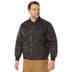 Close-up of Rothco men's quilted nylon flight jacket, highlighting construction detail