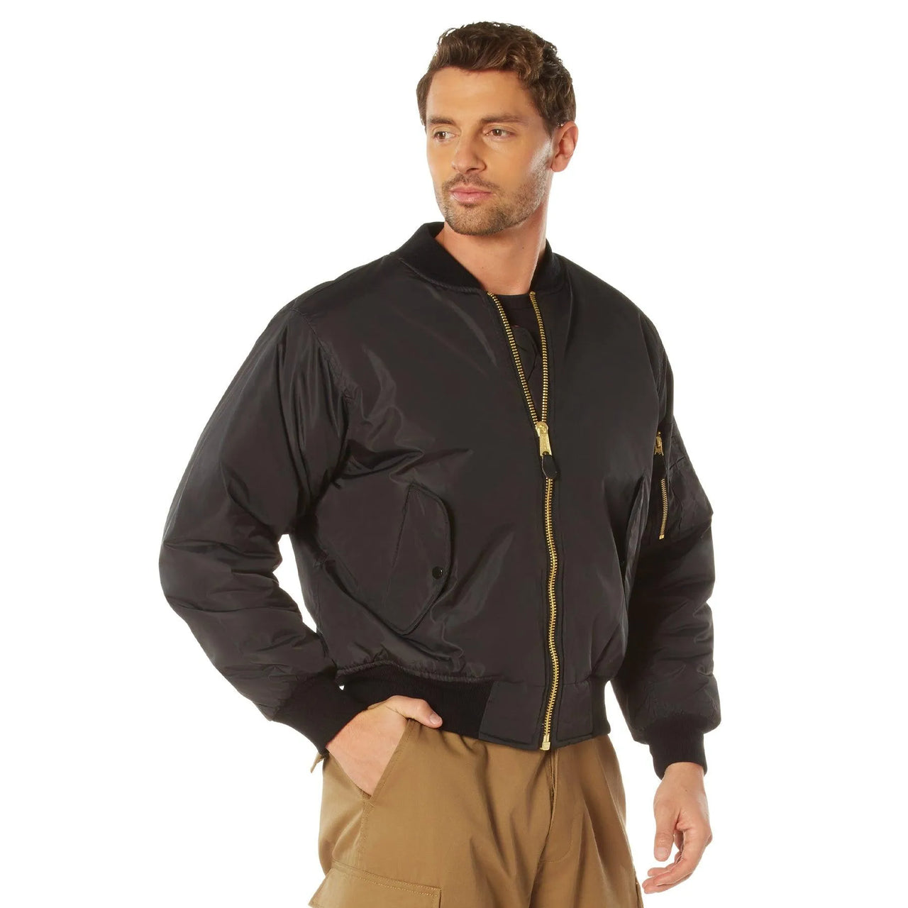 Primary view of Rothco men's nylon MA-1 flight jacket, shown on plain studio background