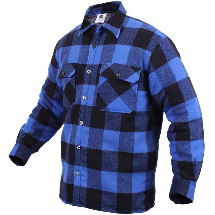 Mens Extra Heavyweight Buffalo Plaid Sherpa Lined Flannel Shirts - Blue by Rothco - Legendary USA