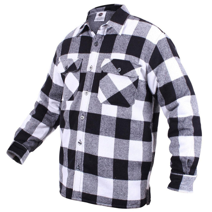 Mens Extra Heavyweight Buffalo Plaid Sherpa Lined Flannel Shirts - White by Rothco - Legendary USA