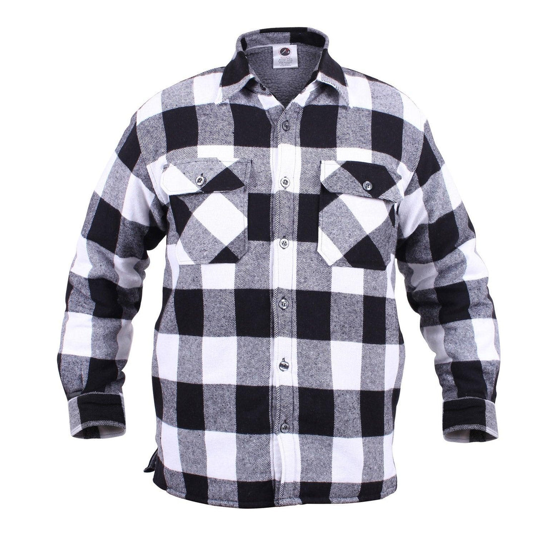 Mens Extra Heavyweight Buffalo Plaid Sherpa Lined Flannel Shirts - White by Rothco - Legendary USA