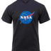 Front-facing view of Mens NASA Meatball Logo Black T-Shirt, shown on plain studio background