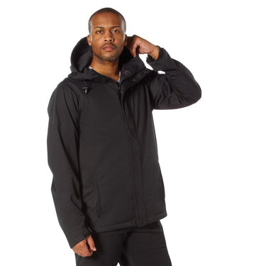 Side angle of Shadow Ops Waterproof Rain Jacket by Rothco, highlighting construction detail