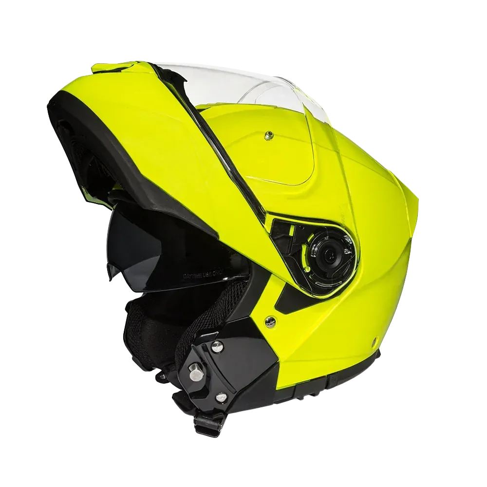 Daytona Glide Modular Motorcycle Helmet - Bluetooth Ready, Dual Visor - Fluorescent Yellow | DOT Approved