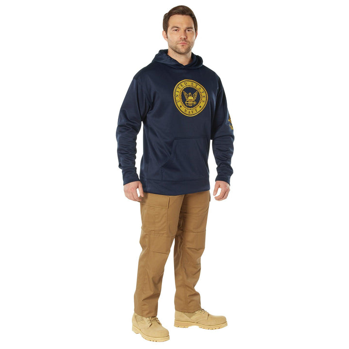 Navy Emblem Pullover Hooded Sweatshirt - Legendary USA