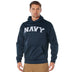 Detail view of Navy Embroidered Pullover Hoodie, highlighting construction detail