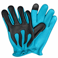 Legendary 'Spitfire' Neon Blue/Black Flame Deerskin Short Wrist Touchscreen Motorcycle Gloves
