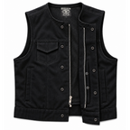 Legendary 'Cutdown' Collarless Cropped Black Denim Motorcycle Vest