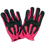 Legendary 'Spitfire' Neon Pink/Black Deerskin Short Wrist Touchscreen Motorcycle Gloves