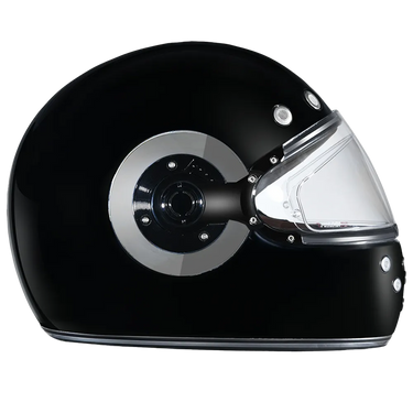 Daytona Retro Full Face Motorcycle Helmet: Vintage Style - Hi-Gloss Black w/ Chrome | DOT Approved
