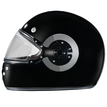 Daytona Retro Full Face Motorcycle Helmet: Vintage Style - Hi-Gloss Black w/ Chrome | DOT Approved