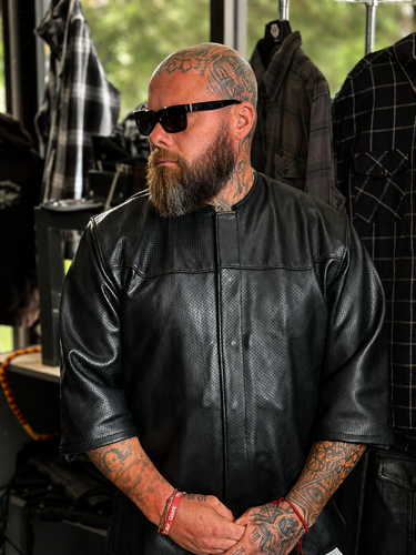 Legendary '3 Quarter Order' 3/4 Perforated Leather Sleeve Riding Shirt | Made in USA