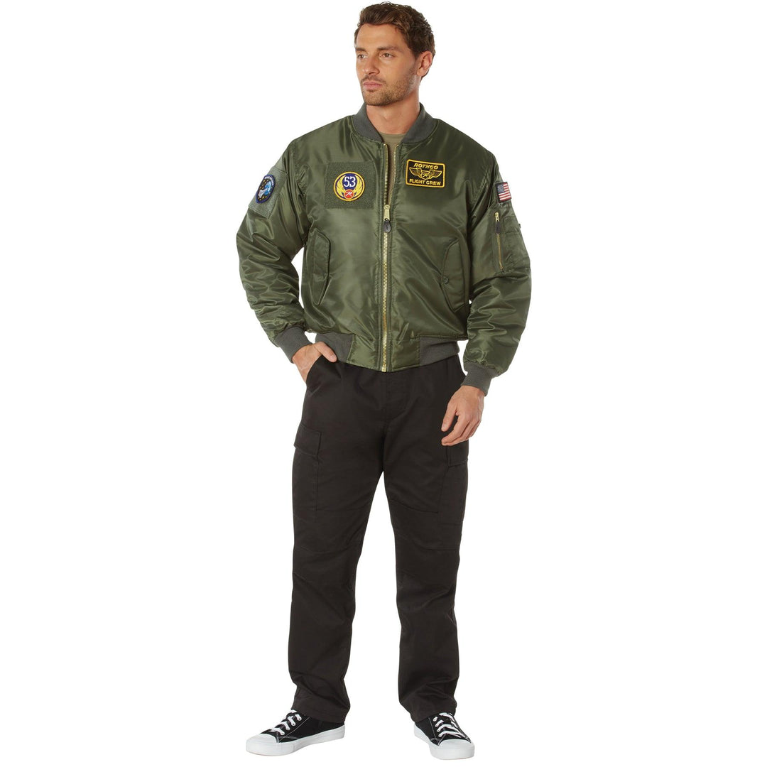 Rothco Mens MA-1 Flight Jacket with Patches - Legendary USA