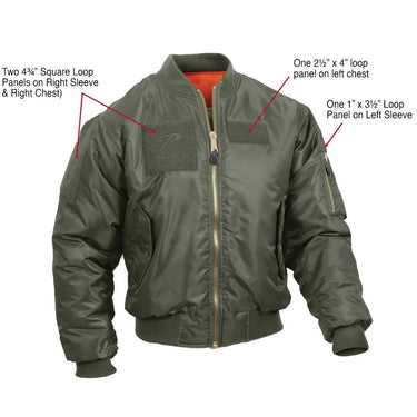Rothco Mens MA-1 Flight Jacket with Patches - Legendary USA