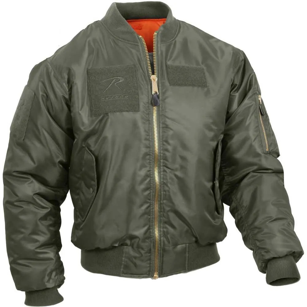 Rothco MA-1 Flight Jacket with Patches | Sage Green Bomber