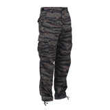 Rear view of Rothco men's camo camouflage tactical pants, with hardware and stitching visible