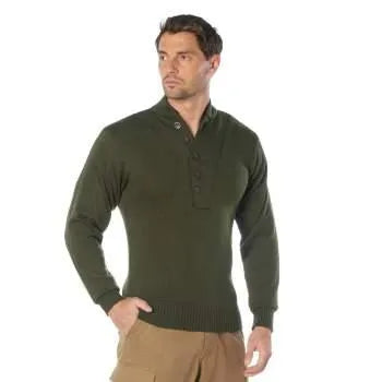 Men's Military 5-Button Sweater in black acrylic knit, a military sweater & button down shirt — view 5 of 8