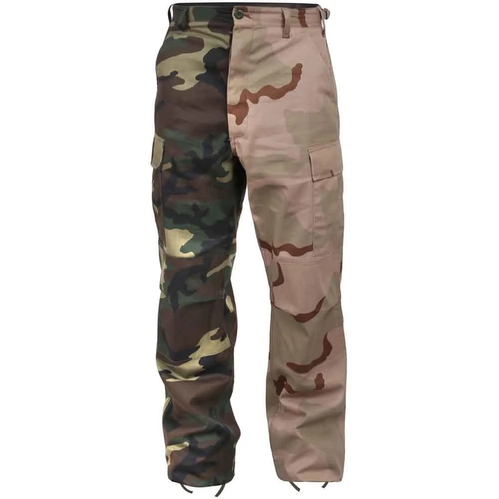 Alternate angle of Men's Rothco camo camouflage tactical pants, showing rear panel detail