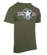 Side angle of Rothco Mens Vintage Army Air Corps T-Shirt, highlighting construction detail