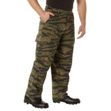 Side angle of Men's Rothco rip-stop tactical pants, with hardware and stitching visible
