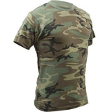 Alternate angle of Men's Rothco camo camouflage t-shirt, highlighting construction detail