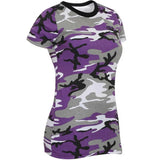 Construction detail of Women's Rothco camo camouflage t-shirt, showing detailed construction features