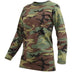 Primary view of Rothco women's camo camouflage shirt, displayed flat for product detail