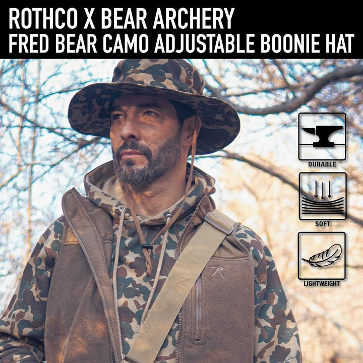 Rothco X Bear Archery Fred Bear Camo Adjustable Boonie Hat - Legendary USA