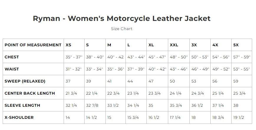 Ryman - Women's Motorcycle Leather Jacket - Legendary USA