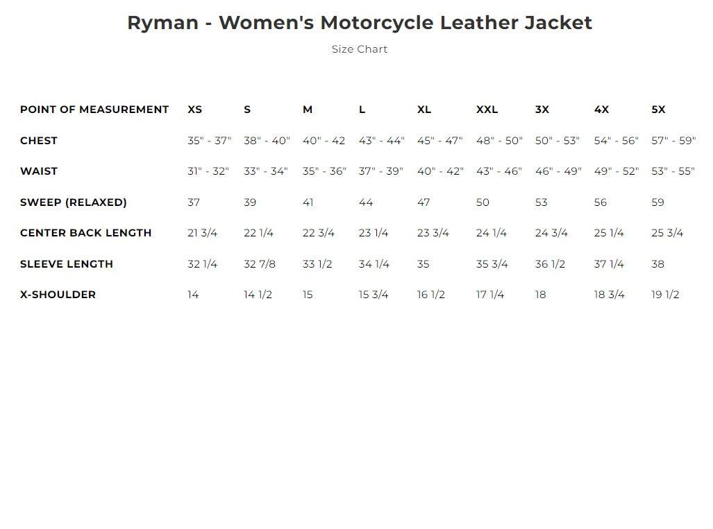 Ryman Women's Motorcycle Leather Jacket - Legendary USA